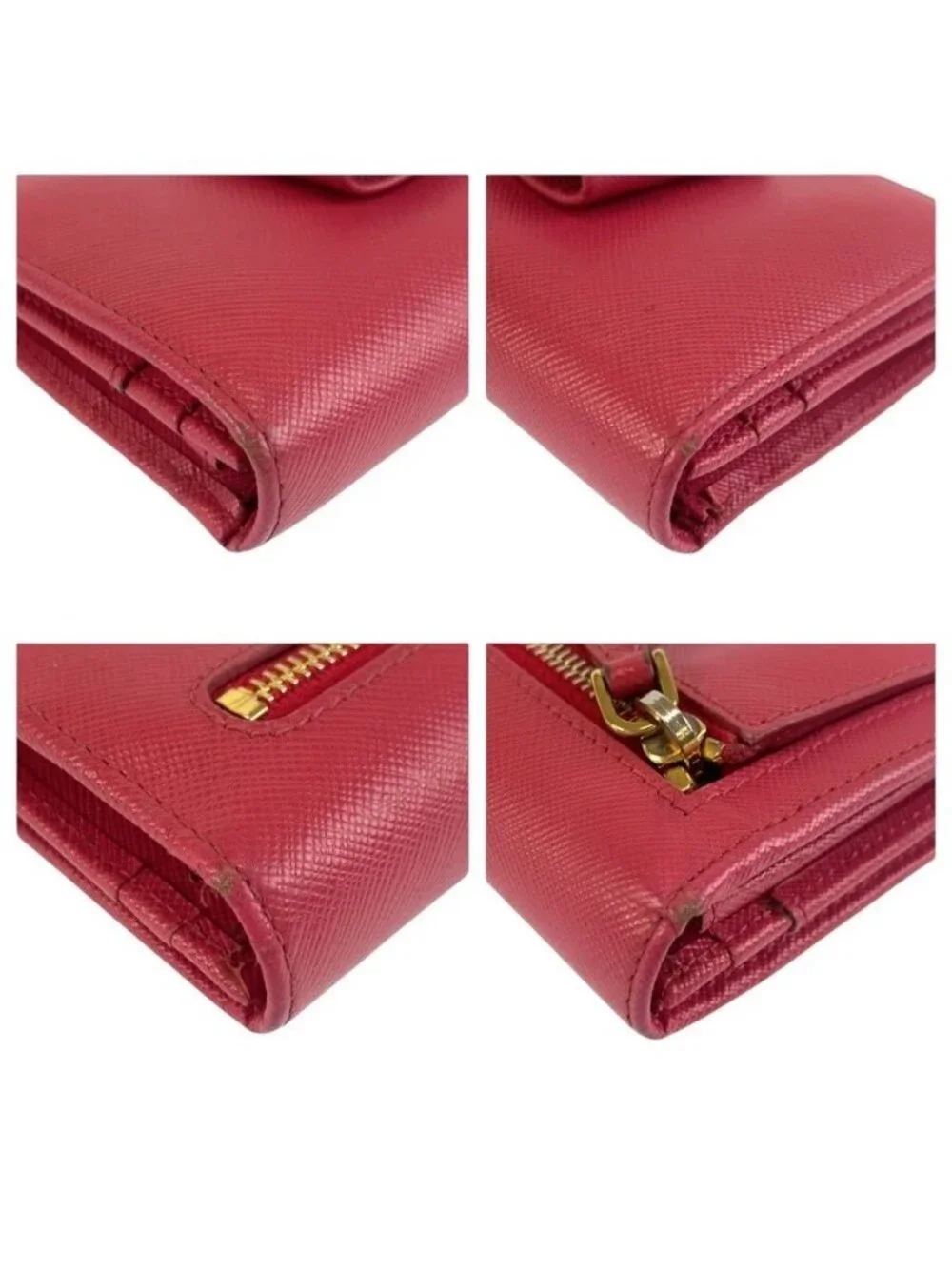 Prada Saffiano Ribbon Pink Gold Leather Wallet